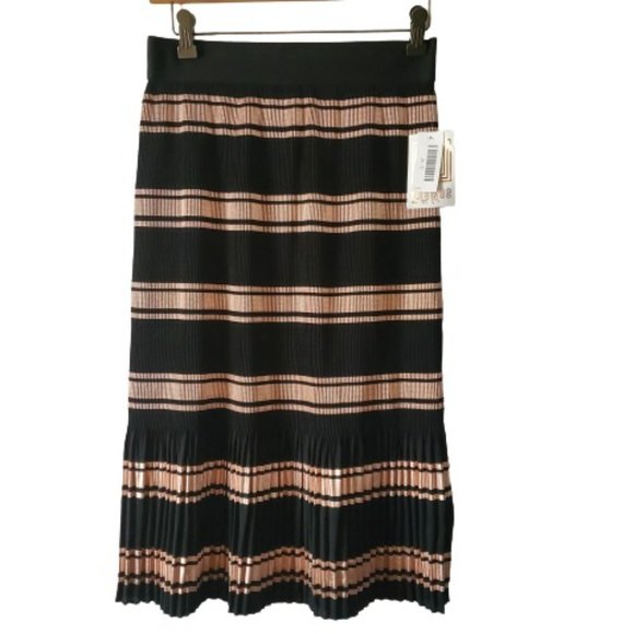 Lularoe Women's Rose Gold/Black Striped Accordion-Pleated Jill Skirt Small NWT - Picture 4 of 14